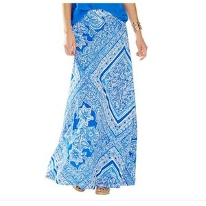 EUC Lilly Pulitzer Nola Maxi Skirt in Blue Crush